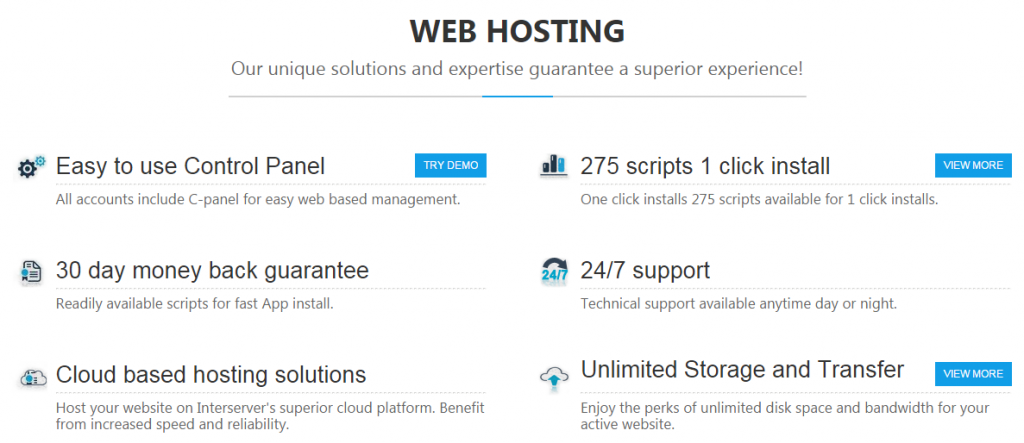 Interserver Webhositng offers
